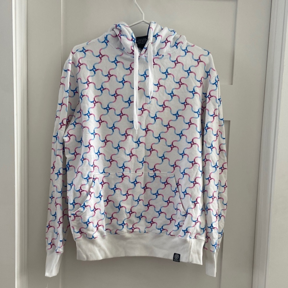 Franklin & Marshall White Hoodie with Blue and pink Pattern